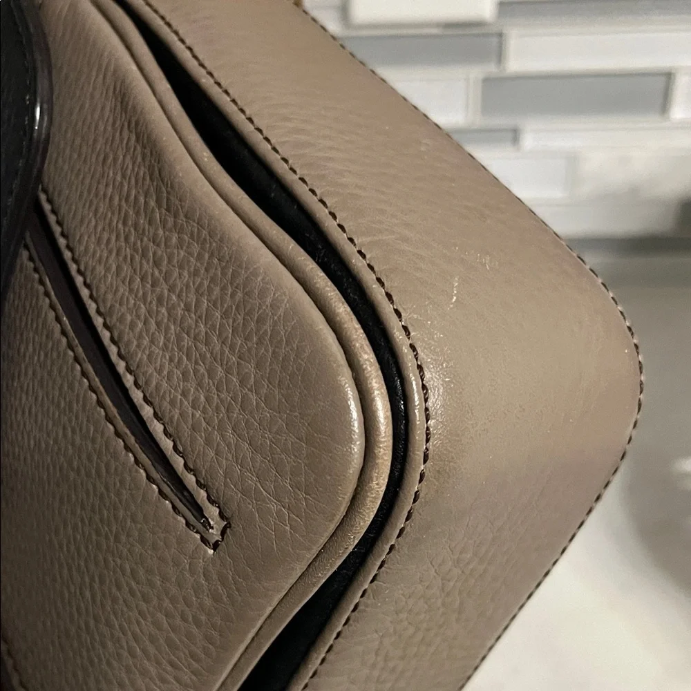 MCM Tricolor Leather Chain Shoulder Bag - Black, Taupe & Brown - Picture 10 of 13